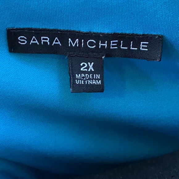 Sara Michelle Teal and Blue Abstract Blouse Size 2X - Picture 4 of 4